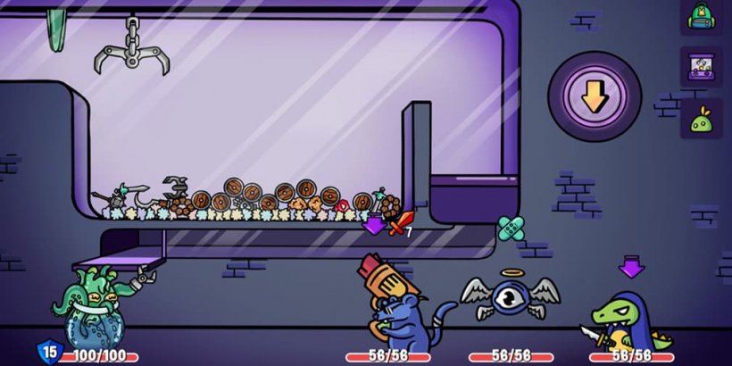 Calmar vert dans un bocal à poissons combattant un rat portant des lunettes de soleil avec un grand pistolet lance-fusées, un globe oculaire avec des ailes et un halo et un alligator en robe