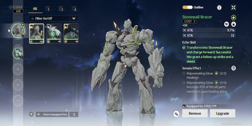 menu des échos obtenus à équiper