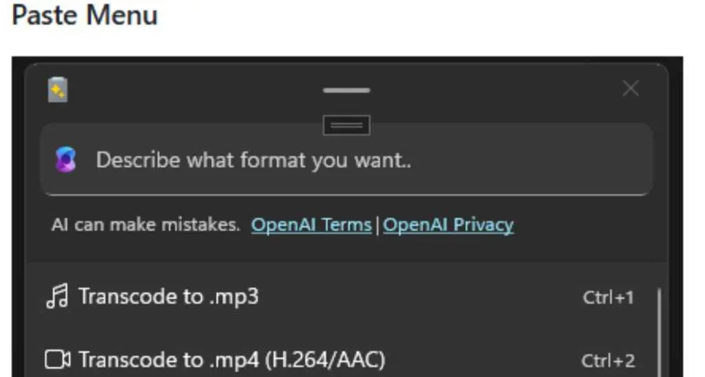 Microsoft Windows PowerToys Advanced Paste screenshot better tight primary