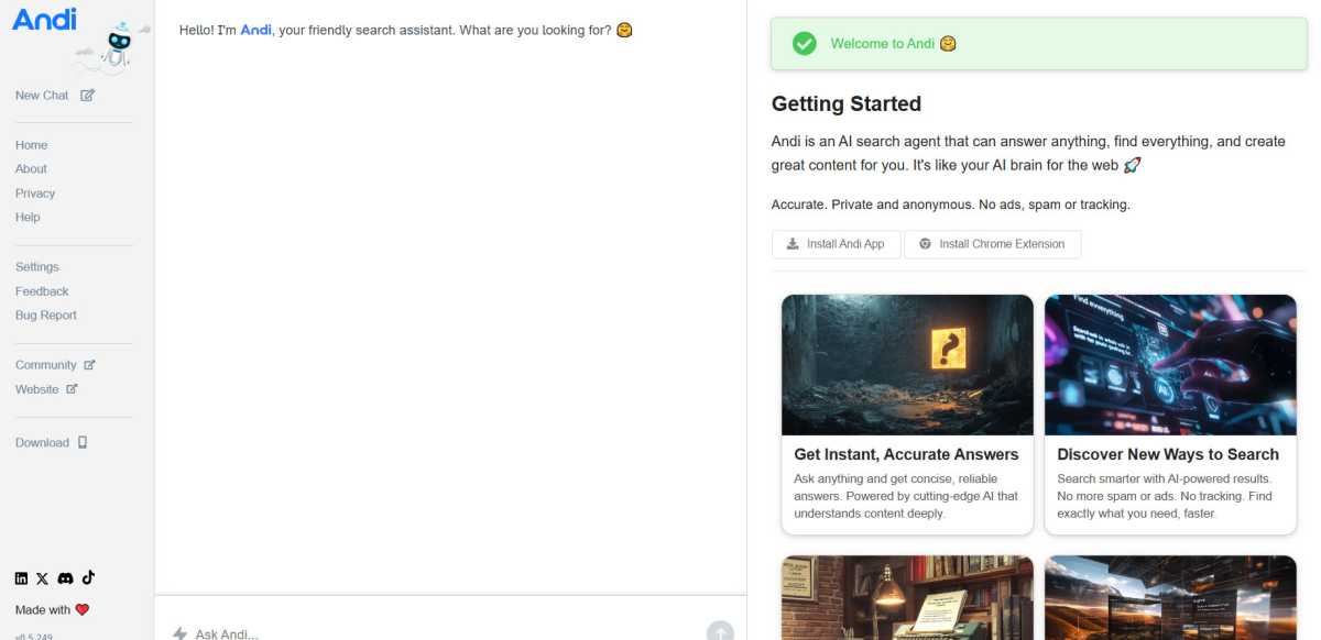 Andi ist ein zwitter Aus tel maschine und ki-chatbot. Die Software Zitit Aus OnlineQuellen und Blendet Die Fundstellen Ein, Sodass Man Die Informationen Nochmals Einfach Gegechecken Kann.