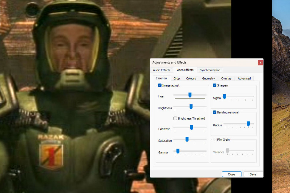 VLC Fonctionnalités audio Equation et effets vidéo