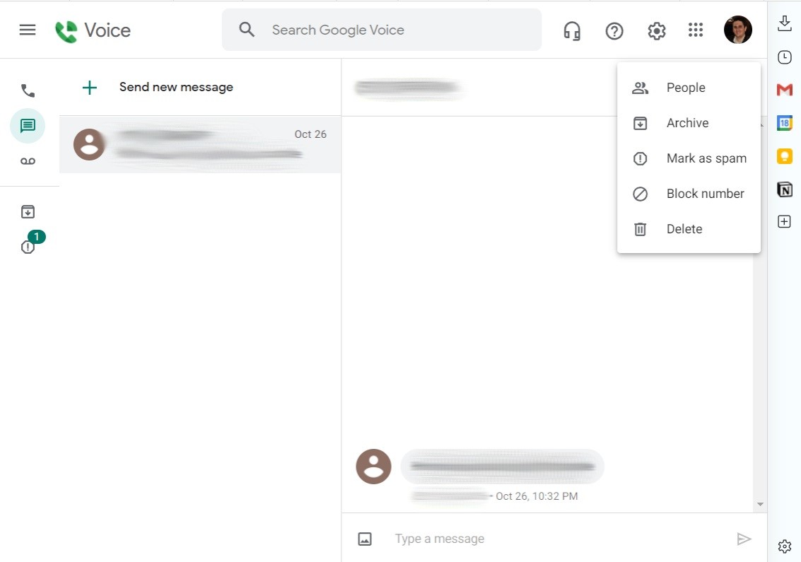 Interface Web Google Voice