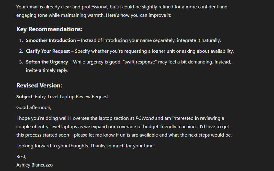 CHATGPT RECOMMANDATIONS