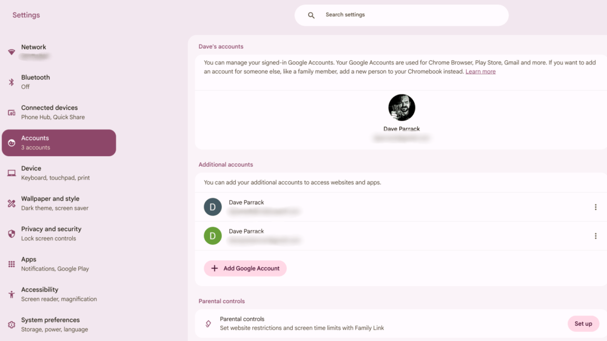 Chromebook supplémentaire des comptes d'utilisateurs Captures d'écran