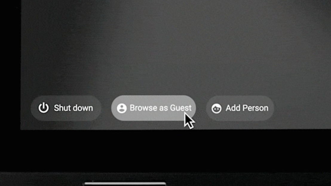 Chromebook Login Screen Browse comme capture d'écran invitée