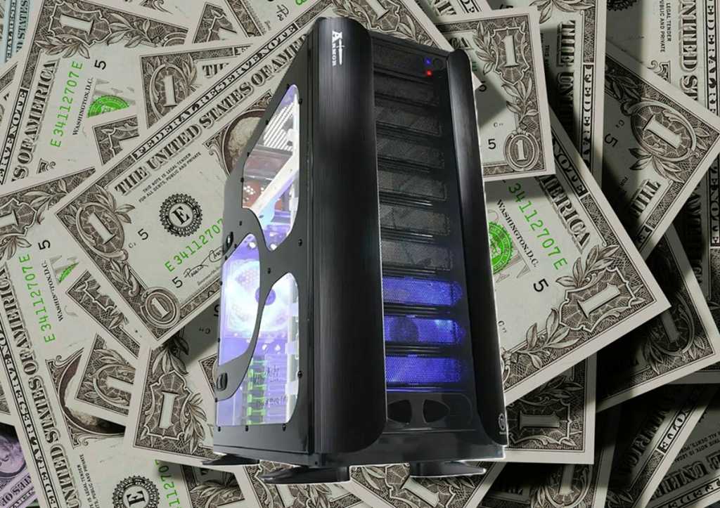 PC desktop on top of money