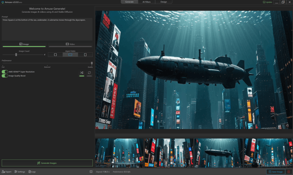 Amuse AI underwater Times Square