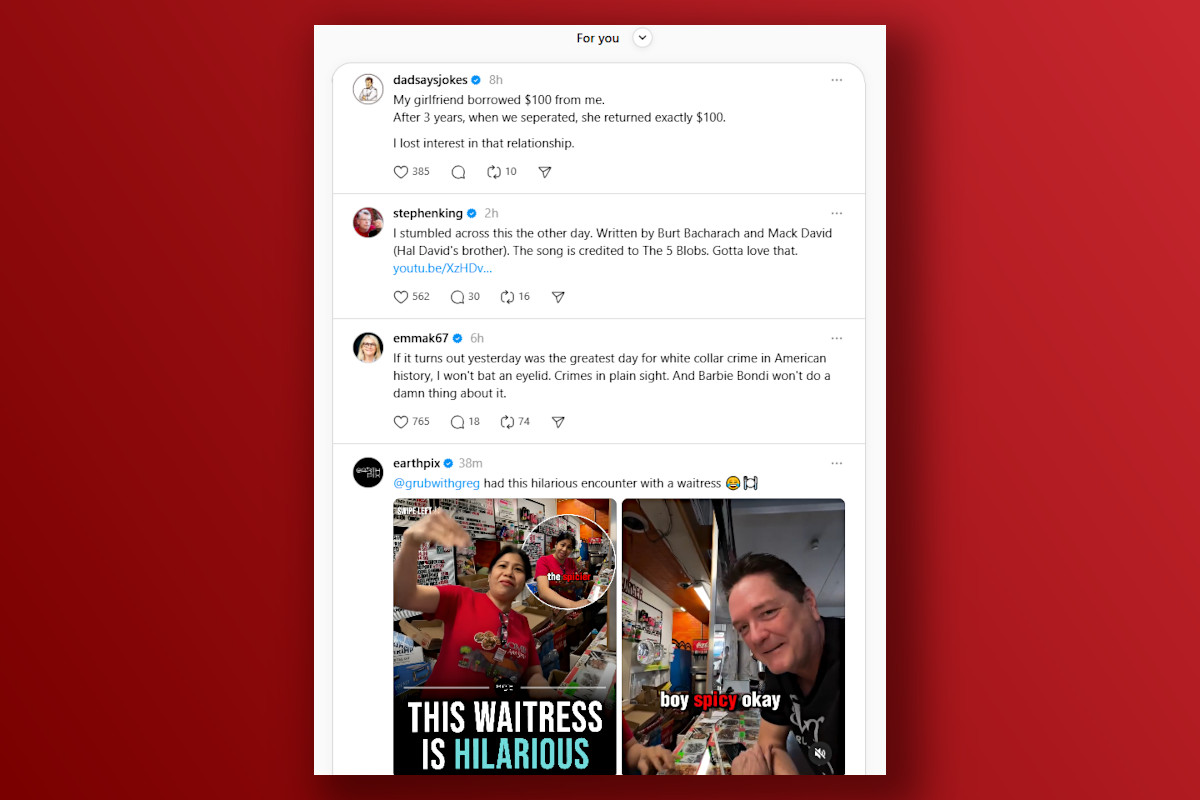 Capture d'écran des utilisateurs actifs de threads Meta
