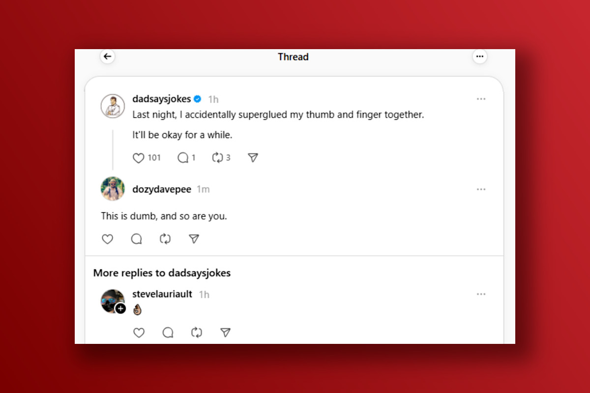 Meta Threads signifie Capture d'écran commentaires