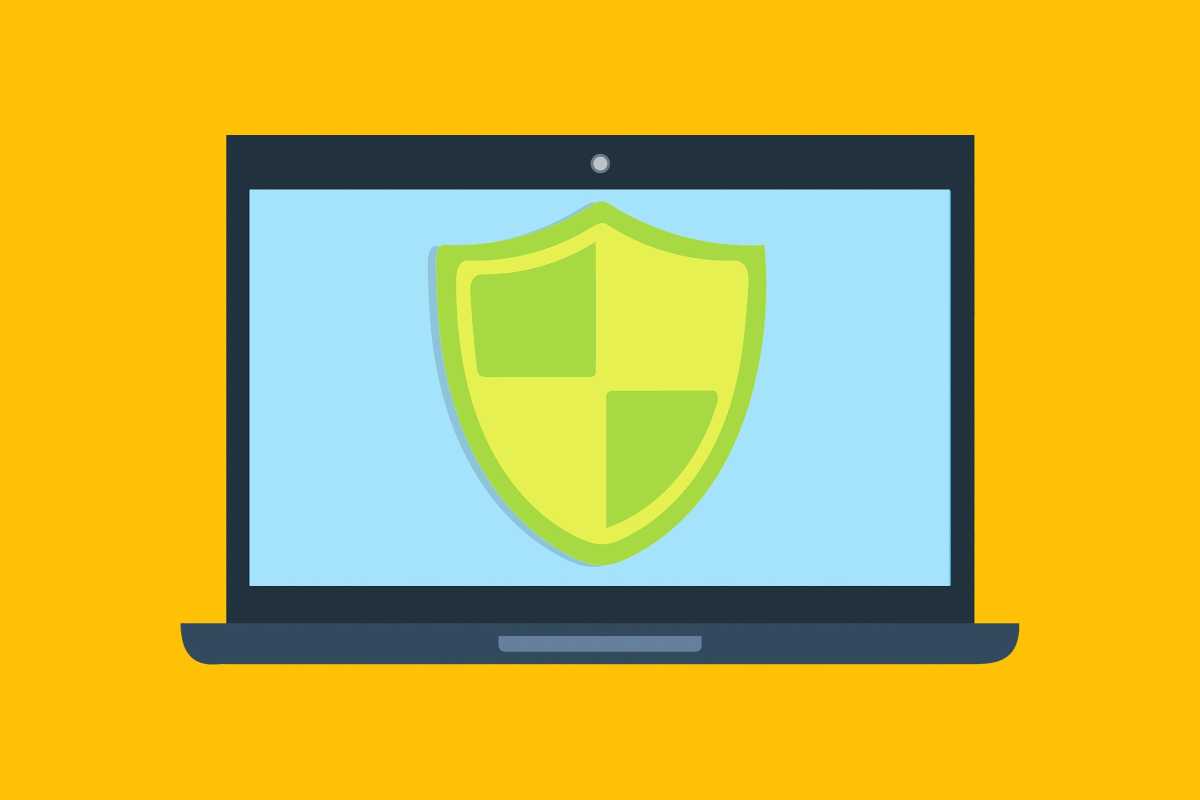 Logiciel antivirus Shield sur l'illustration d'écran d'ordinateur portable