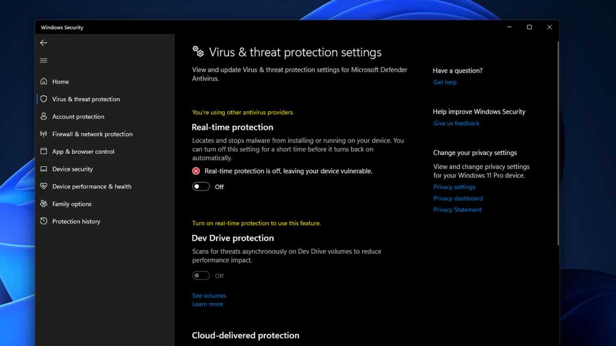 Virus de sécurité Windows et paramètres de protection des menaces