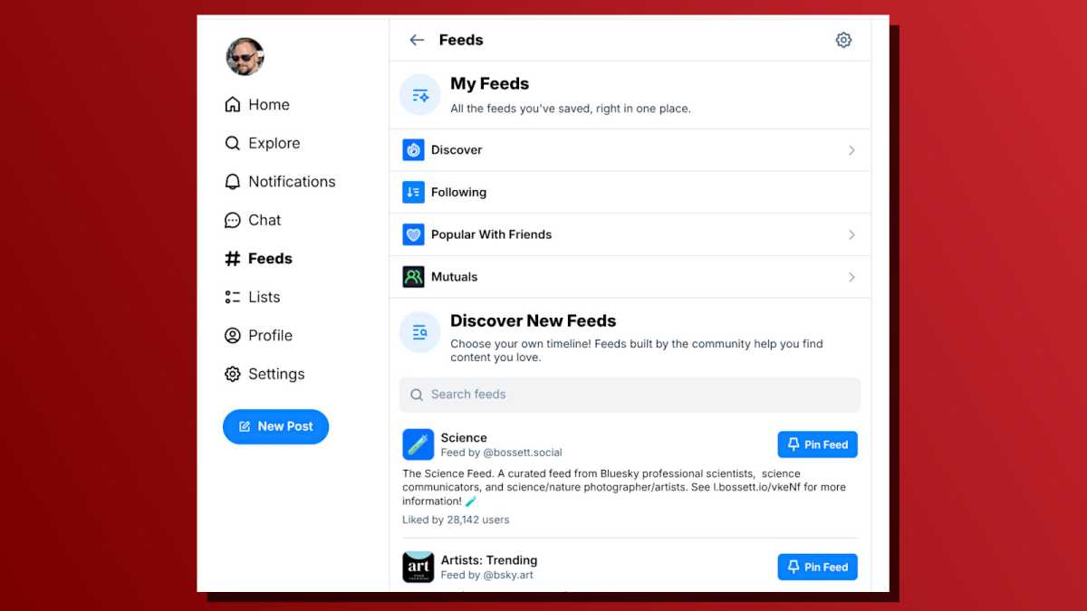 Captures d'écran des options de personnalisation de la flux de bluesky