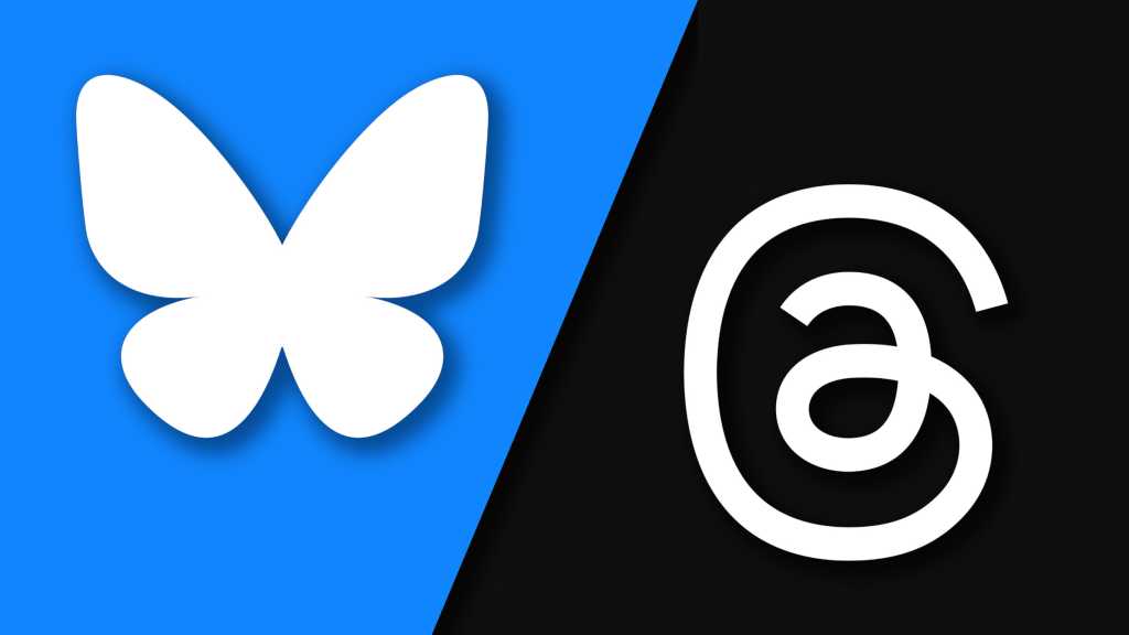 Bluesky versus Threads logos