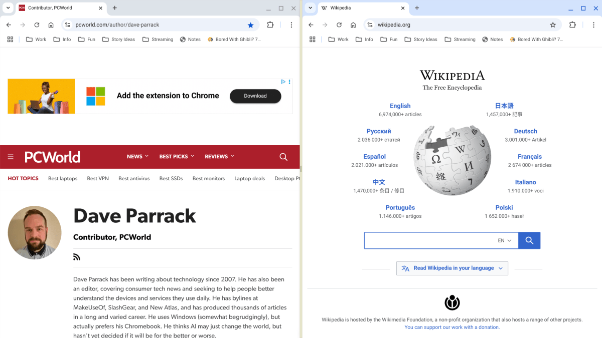 Mode d'écran divisé Chromeos pour la capture d'écran multitâche