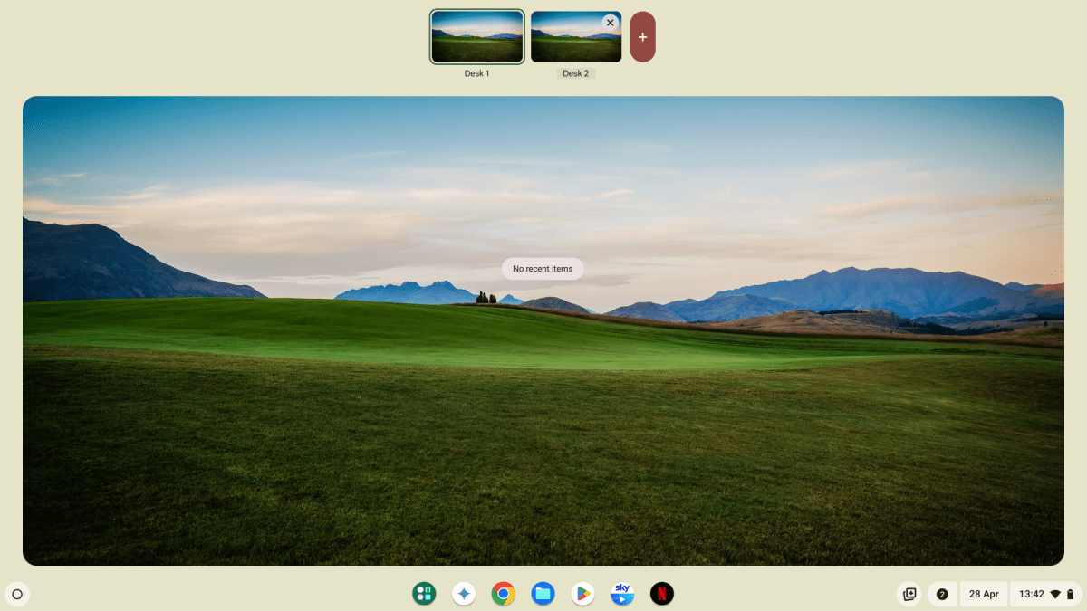 Capture d'écran chromeos Virtual Desktops