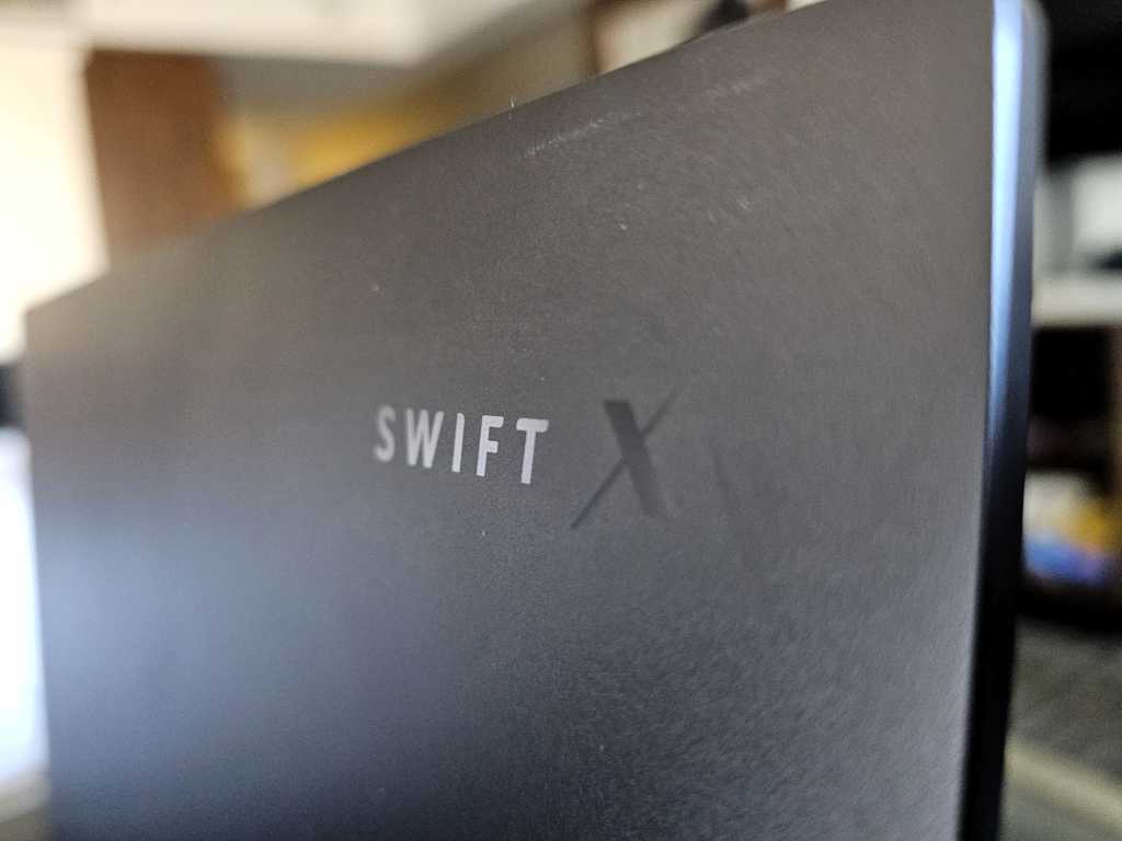 Acer Swift X logo back of laptop