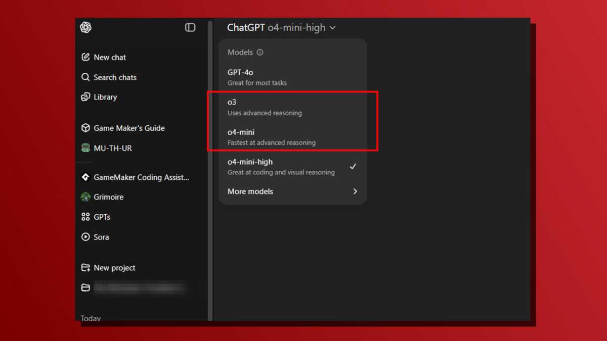 Chatgpt basculant entre les modèles 4O O3 O3 O4 MINI O4-MINI-HIGH