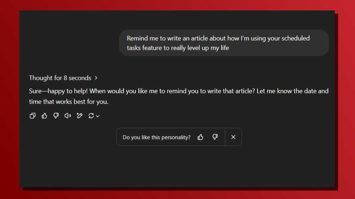 Tâches programmées de chatppt Exemple de capture d'écran