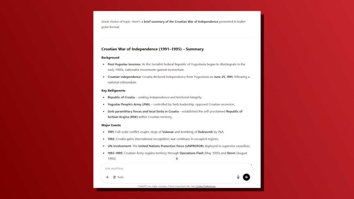 Chatgpt tâche compile des notes de recherche Capture d'écran