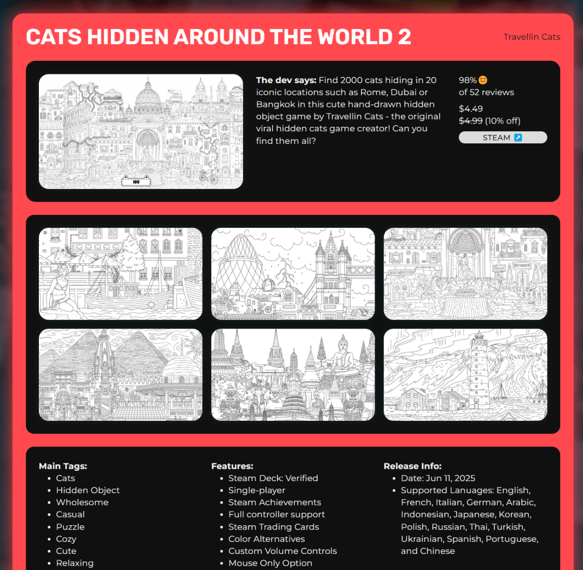   Cats cachés dans le monde 2, nous aimons chaque profil de jeu 