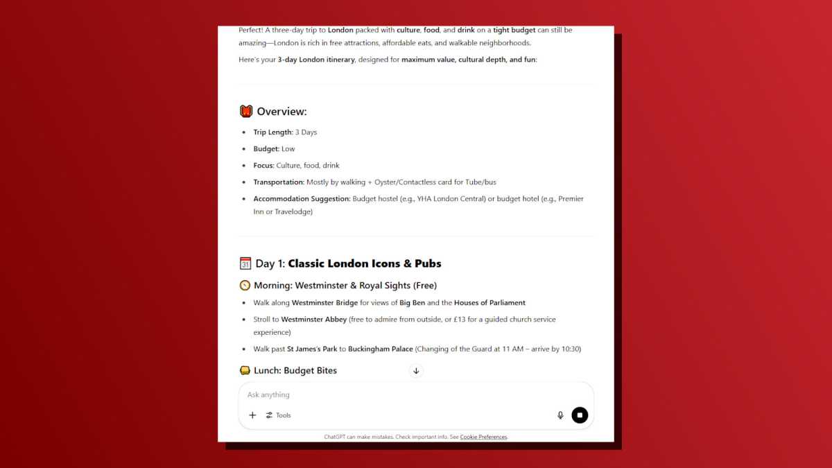 Tâche de chatppt générer une capture d'écran itinéraire de trip