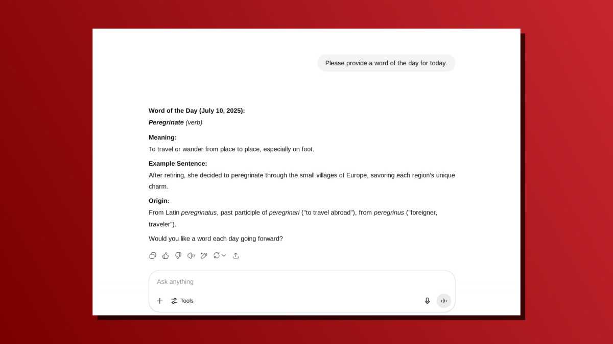 Chatgpt une capture d'invite en une ligne de la journée d'écran
