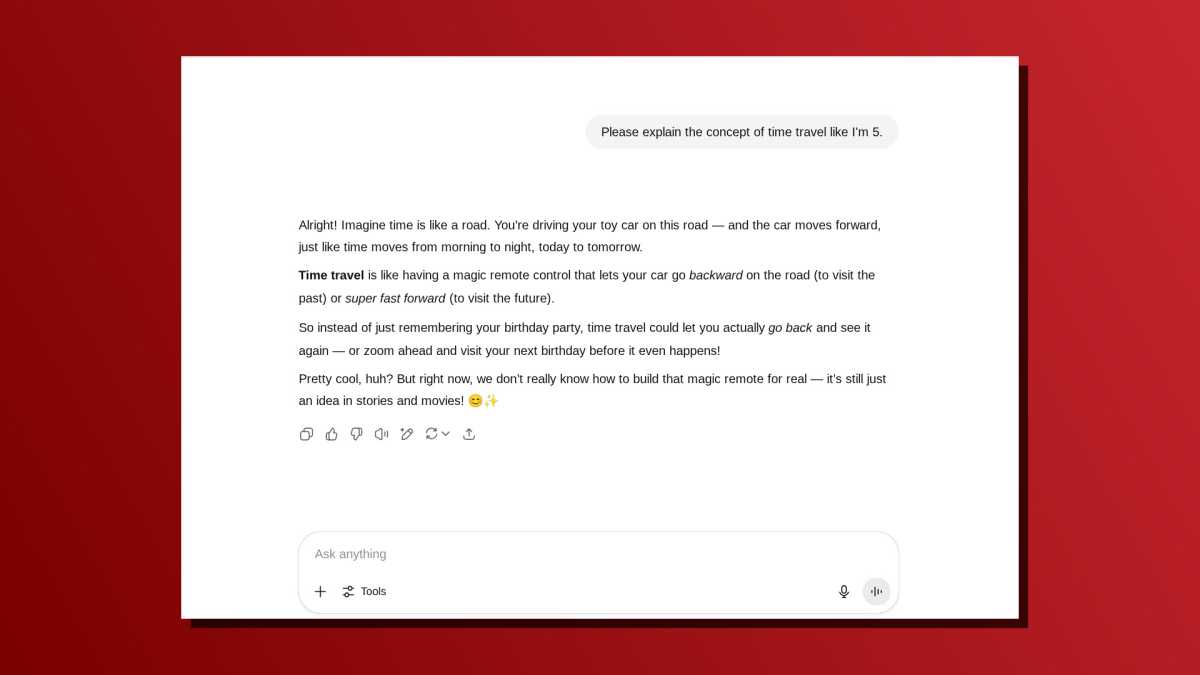 CHATGPT Une invite à une ligne explique comme la capture d'écran IM 5