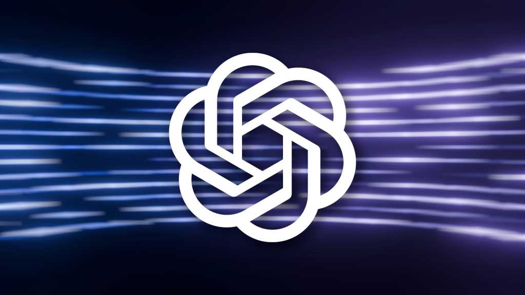 ChatGPT logo on a purple digital motion blurred background