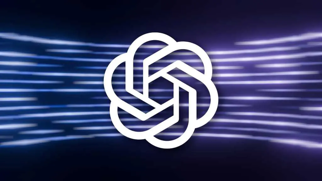 ChatGPT logo on a purple digital motion blurred background