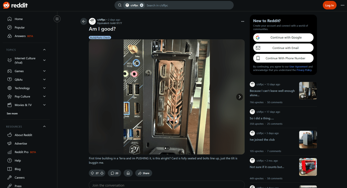 Capture d'écran de cette tentative de Redditor d'assembler un GPU dans une terra fractale.