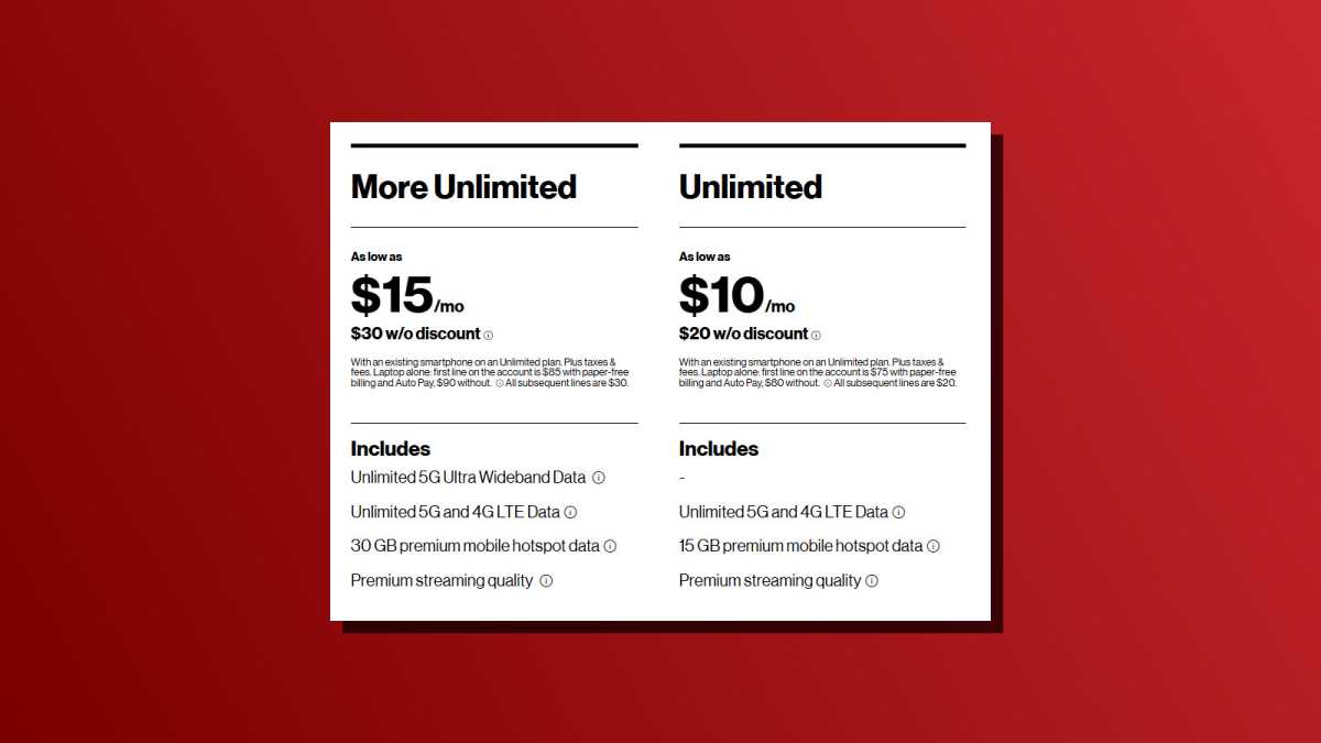 Plans de données Verizon 5G pour ordinateur portable