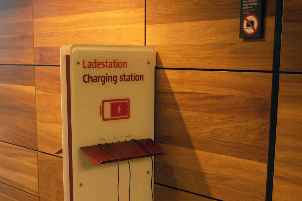 Charging station at a German-language airport