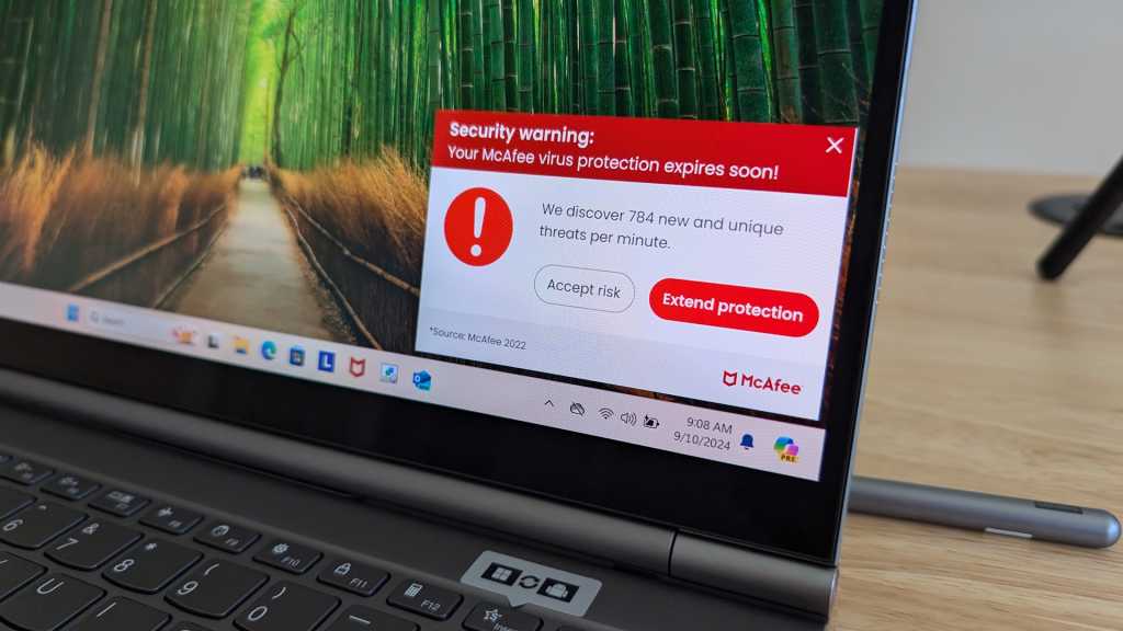 McAfee security warning on Lenovo laptop