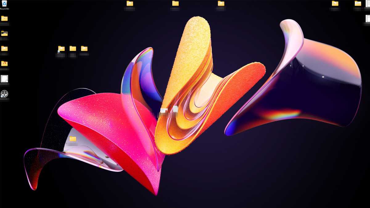 Dossiers de fichiers dispersés et raccourcis sur la capture d'écran de bureau PC