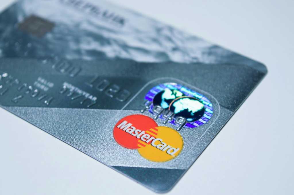 Credit card on a gray background