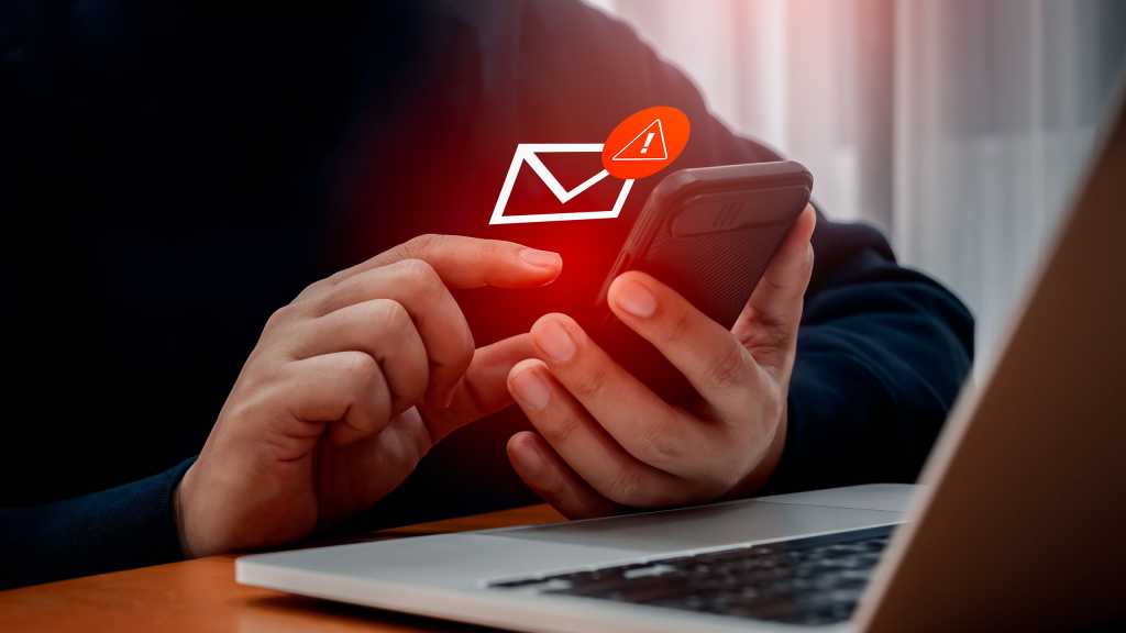 SMS-Spam, gefälschte SMS-Phishing von Scammer Concept