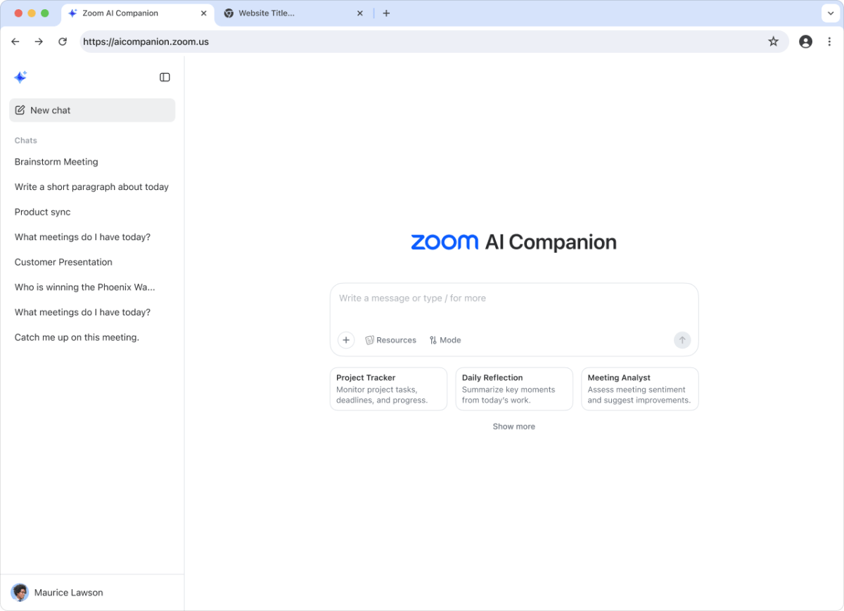 Zoom AI Companion sur le Web