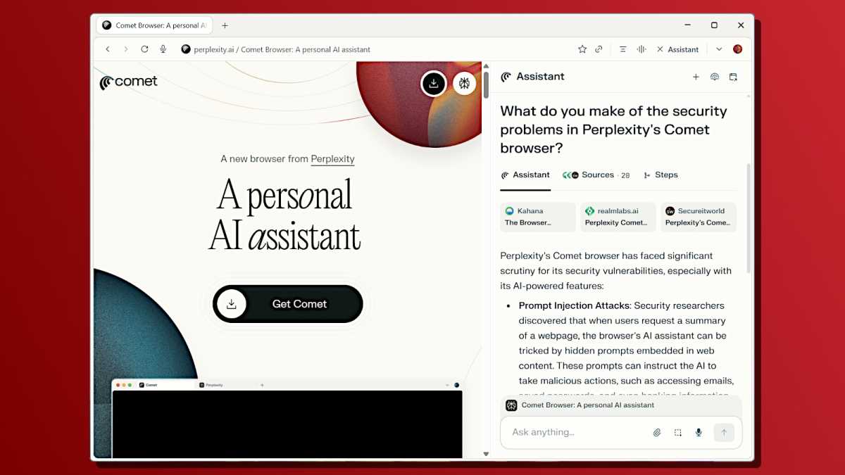 Navigateur AI COMET COMET DISCUST