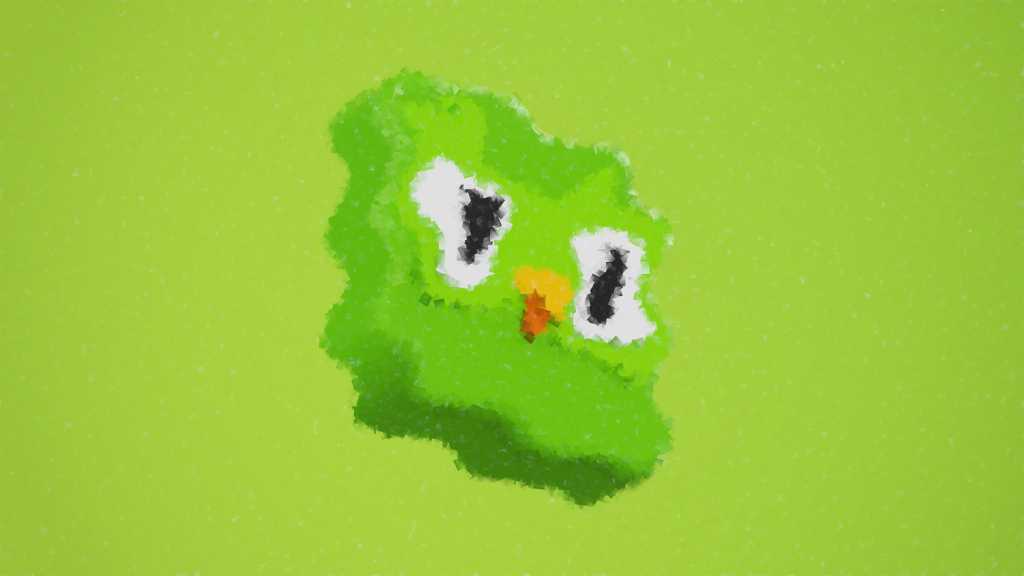 Duolingo 3D tile warped and fading away