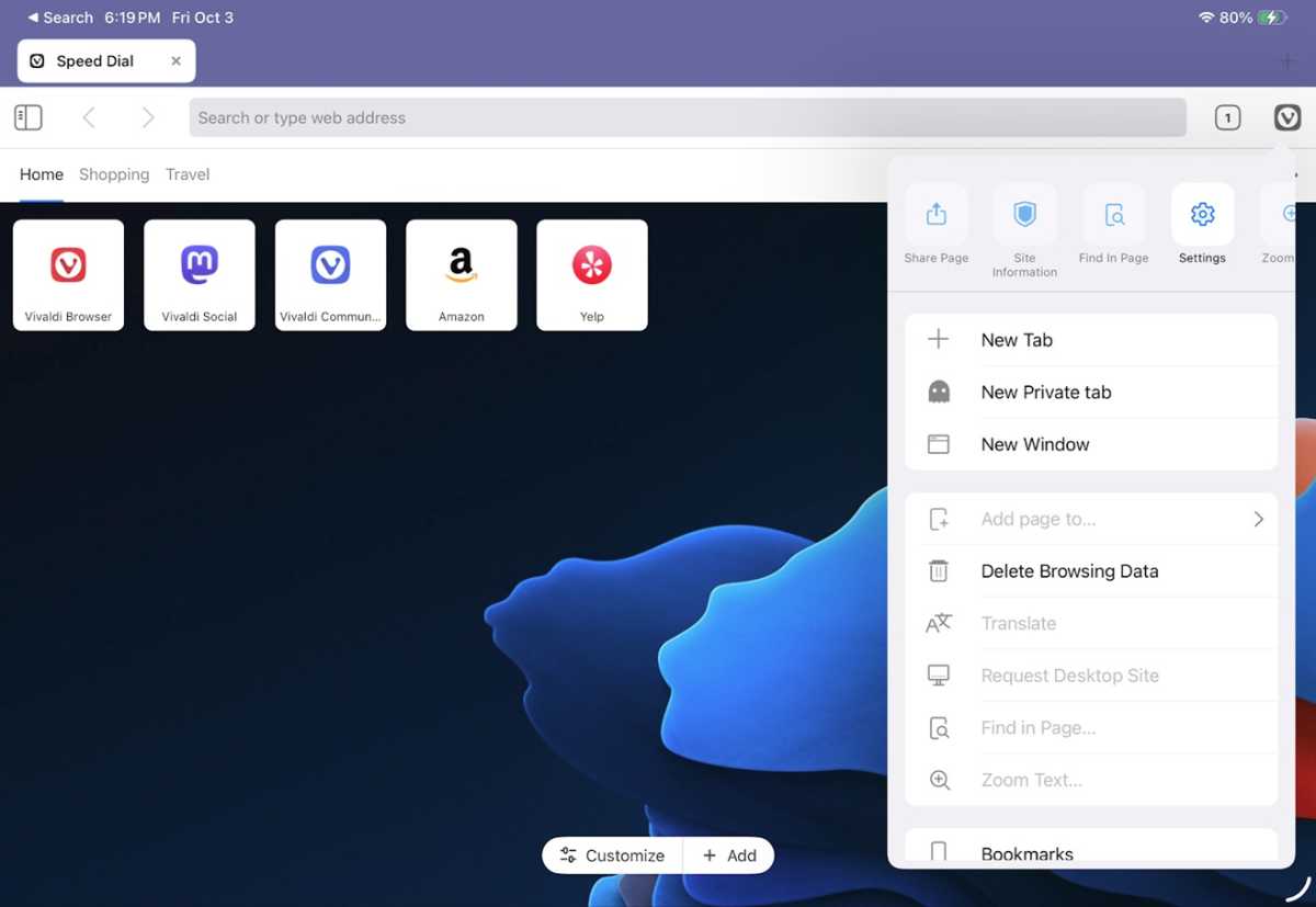 Vivaldi pour iPad