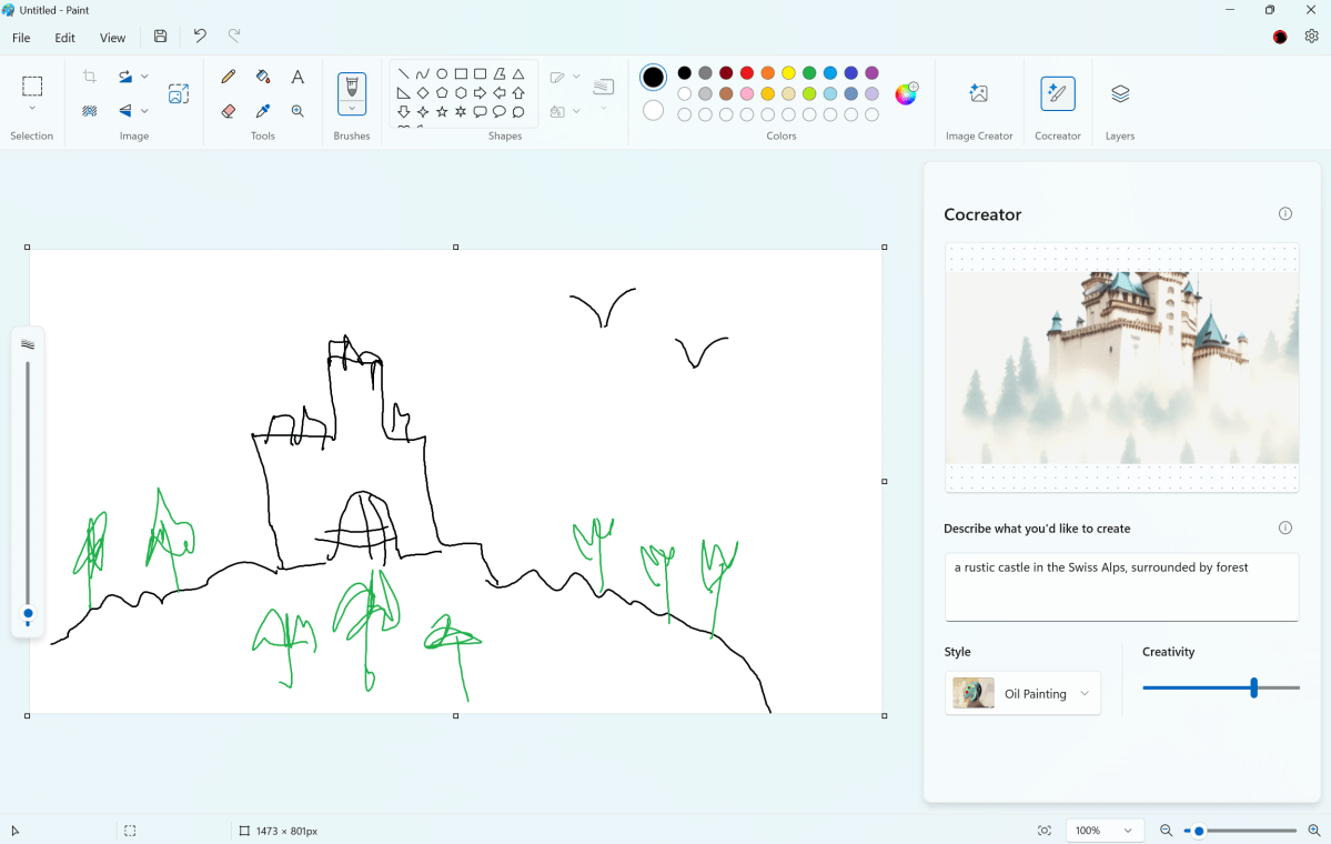 Peinture cocréatrice Windows 11 24H2
