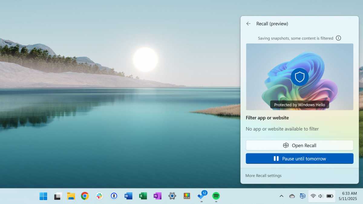 Capture d'écran du rappel Windows sur le PC Copilot Plus