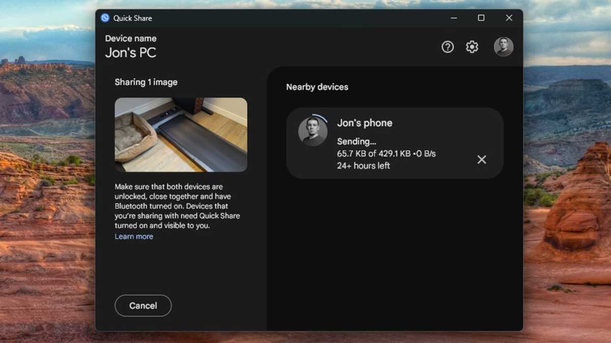 Partage rapide en déplaçant des fichiers entre Windows et le téléphone