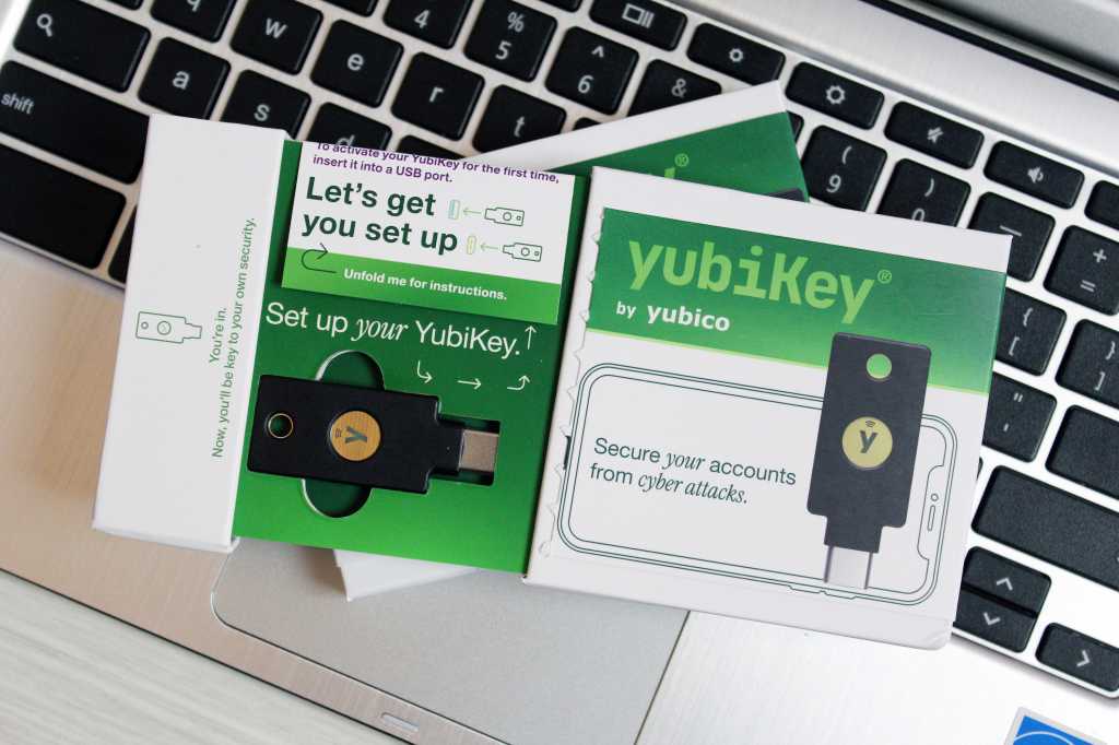 Best Buy single-pack packaging for YubiKey 5C NFC opened and YubiKey showing
