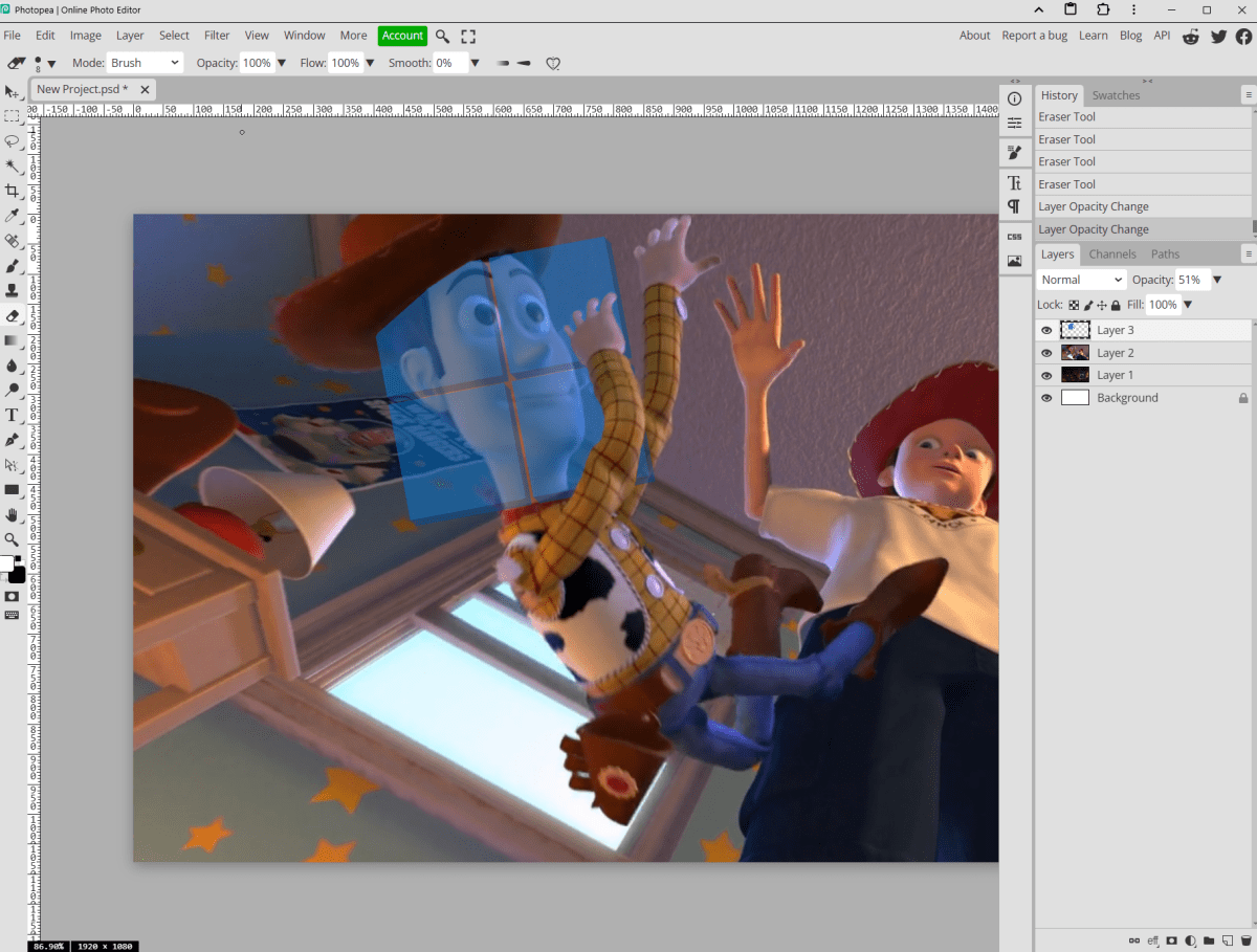 Éditeur d'images Photopea : éditer un mème Toy Story