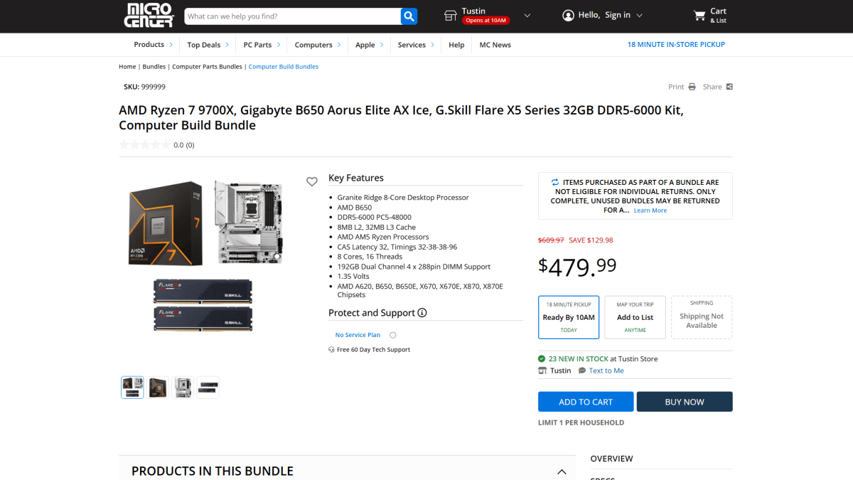 Offre groupée Micro Center 9700X (novembre 2024)