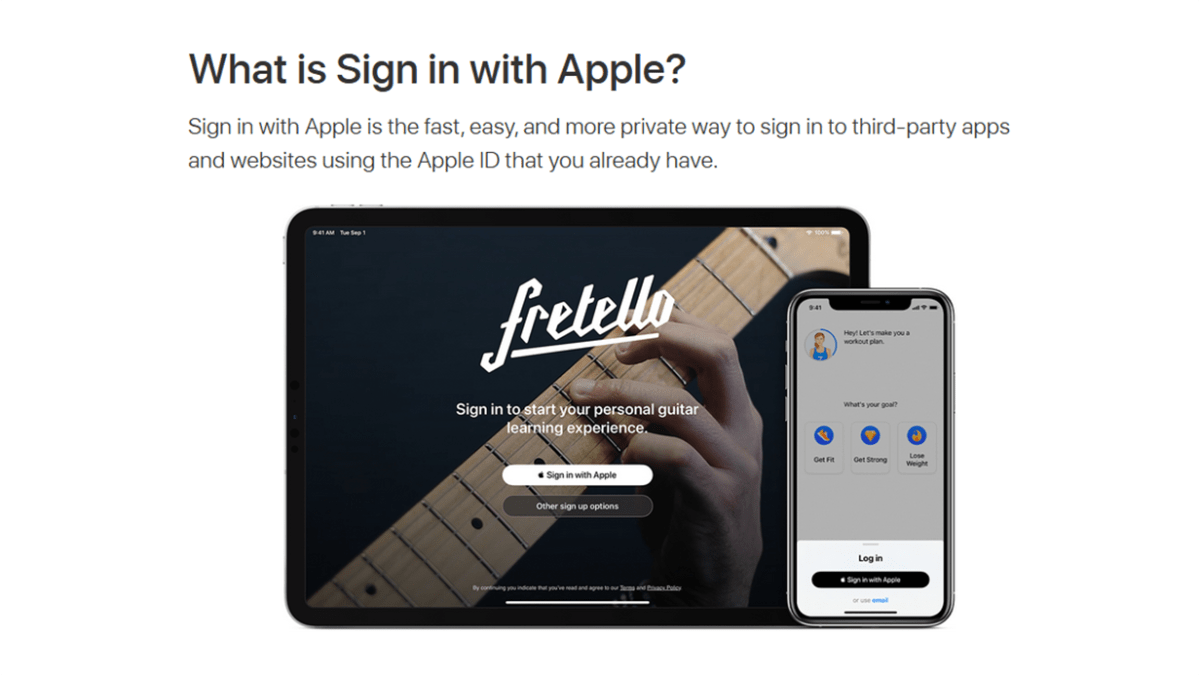 Capture d'écran d'Apple "Connectez-vous avec Apple" Page FAQ