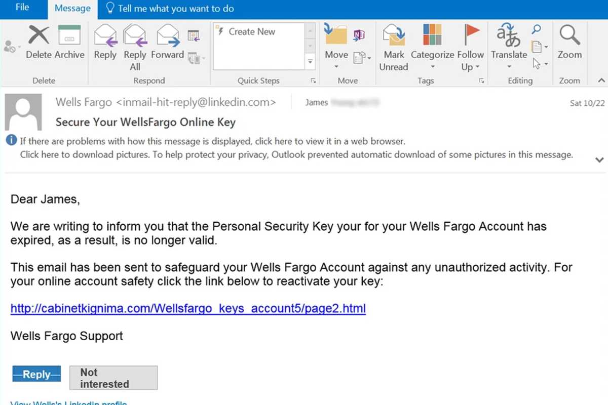 Exemple d'arnaque par phishing