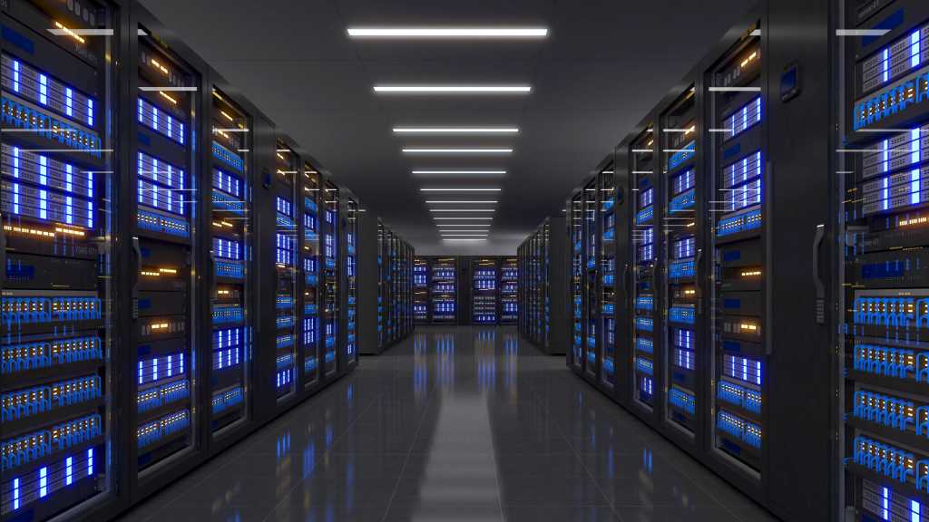 Inside of a large data center