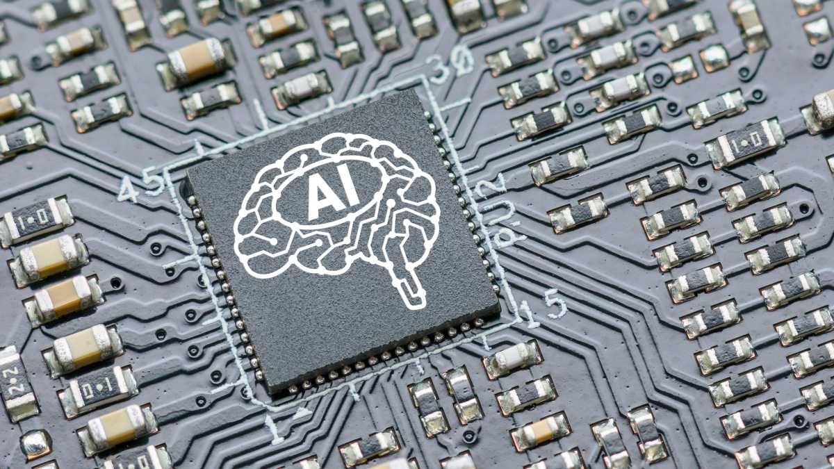 Puce AI d'intelligence artificielle sur une illustration de circuit imprimé